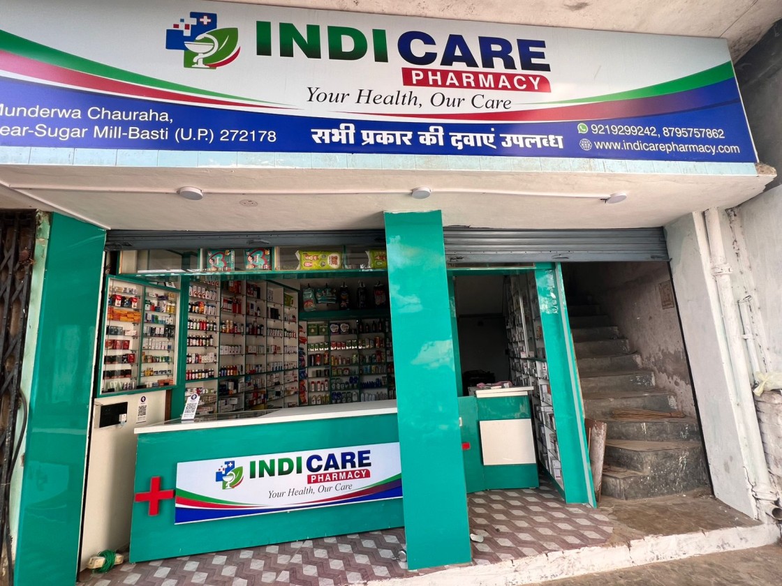 IndiCare Pharmacy storefront - daytime view